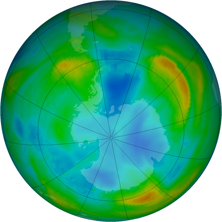 Antarctic ozone map for 31 July 1985